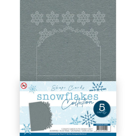 Card Deco Snowflake Shaped Cards - Grey