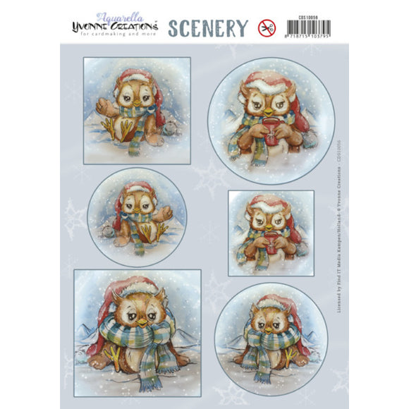 Push Out Scenery - Yvonnes Creations - Aquarella - Owl