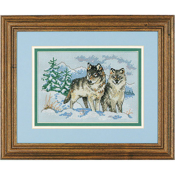 Wolf Pair Counted Cross Stitch Kit on Aida