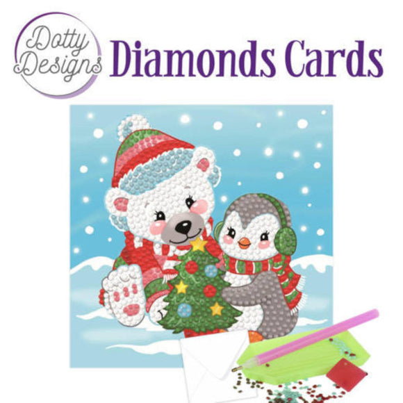 Dotty Design Diamond Cards - Christmas Bear (Square)