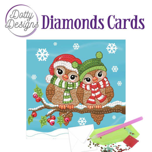 Dotty Design Diamond Cards - Christmas Birds (Square)