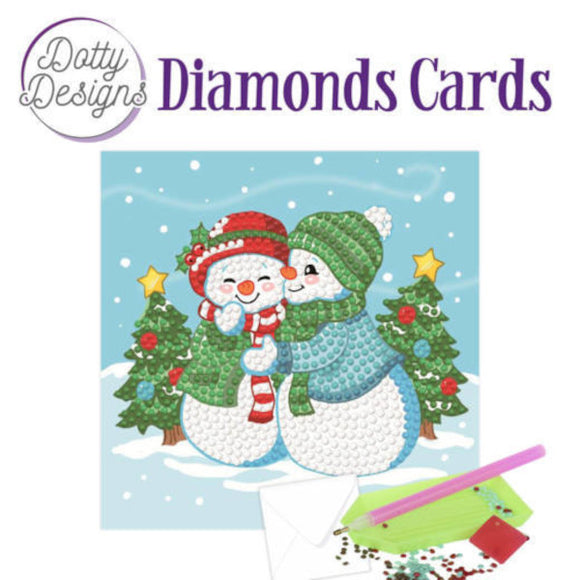 Dotty Design Diamond Cards - Two Snowmen (Square)