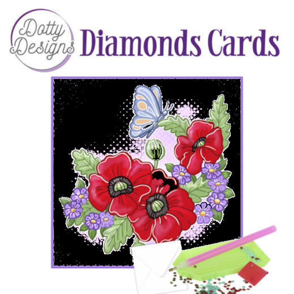 Dotty Design Diamond Cards - Red Flowers (Square)