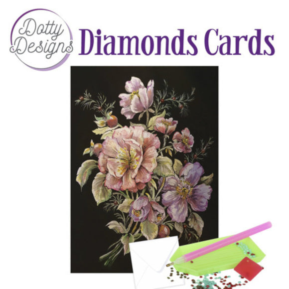 Dotty Design Diamond Cards - Roses in Black (A6)