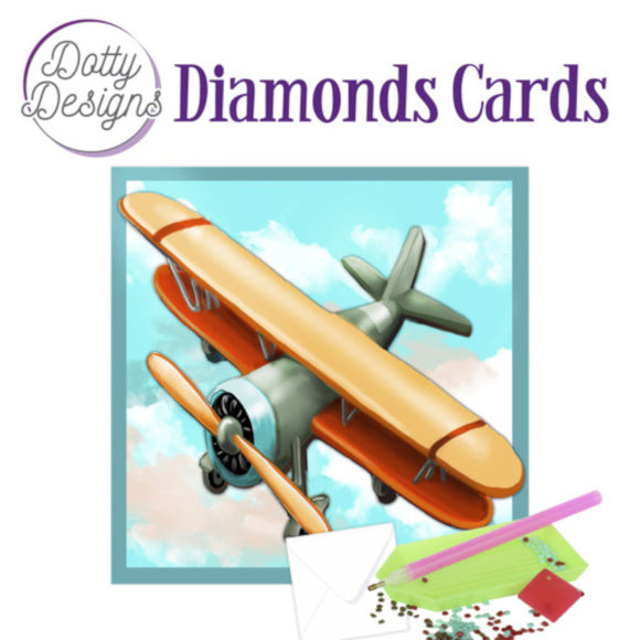 Dotty Design Diamond Cards - Vintage Biplane (Square)