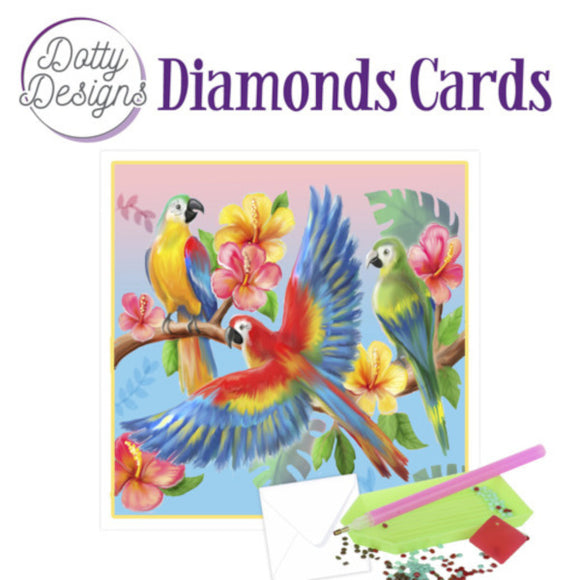 Dotty Design Diamond Cards - Parrots (Square)