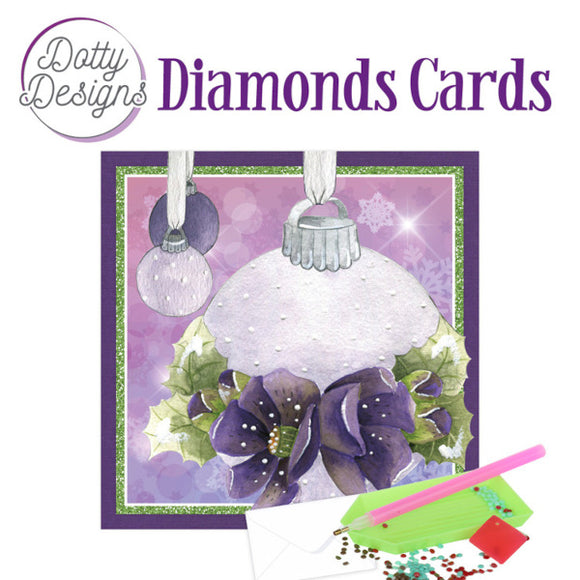 Dotty Design Diamond Cards - Christmas Bauble in Purple (Square)