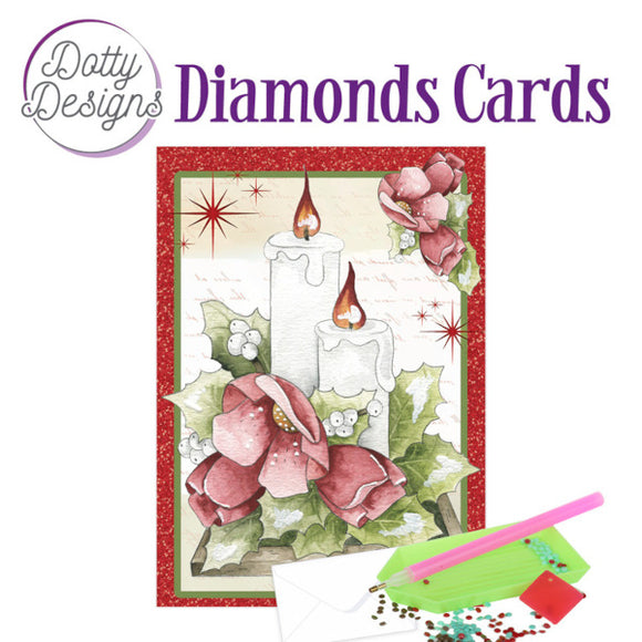 Dotty Design Diamond Cards - Candles & Red Flowers (A6)