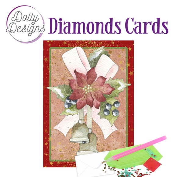Dotty Design Diamond Cards - Christmas Bells with Red Flower (A6)