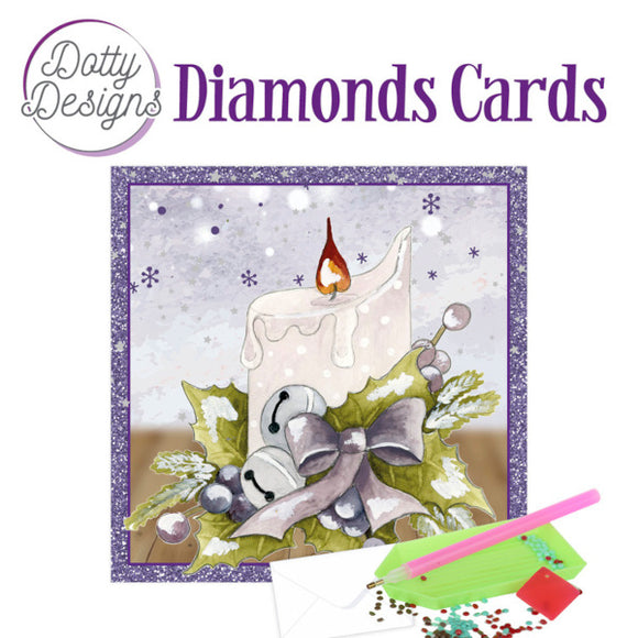 Dotty Design Diamond Cards - Candle with Purple Bow (Square)