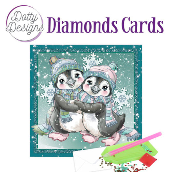 Dotty Design Diamond Cards - Penguins in the Snow (Square)