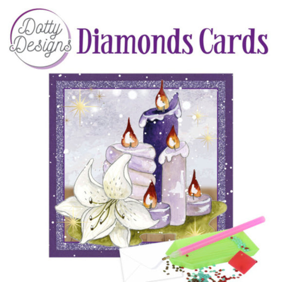 Dotty Design Diamond Cards - Purple Candles (Square)