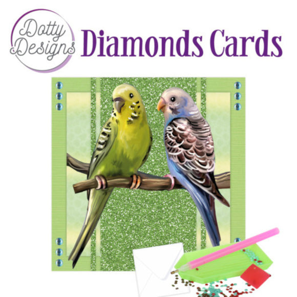 Dotty Design Diamond Cards - Parakeets (Square)