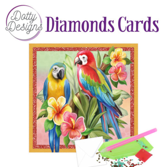 Dotty Design Diamond Cards - Parrots (Square)