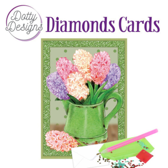 Dotty Design Diamond Cards - Hyacinths in Watering Can (A6)