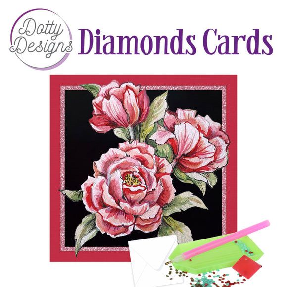 Dotty Design Diamond Cards - Pink Roses (Square)