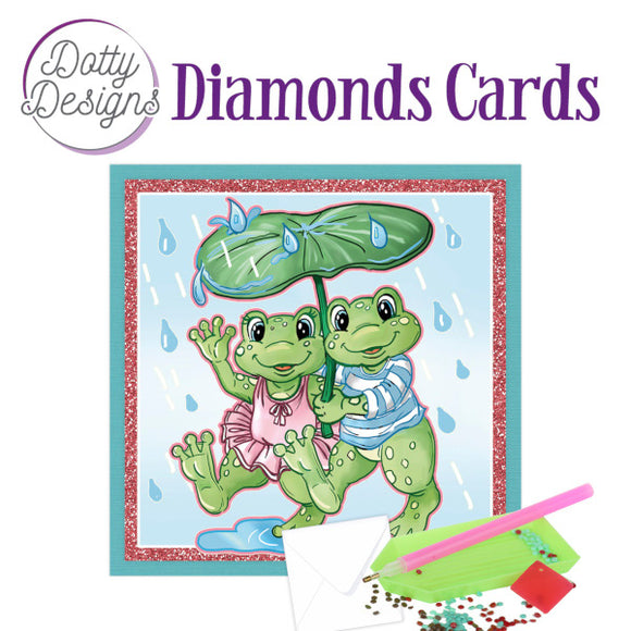 Dotty Design Diamond Cards - Frogs with Umbrella (Square)