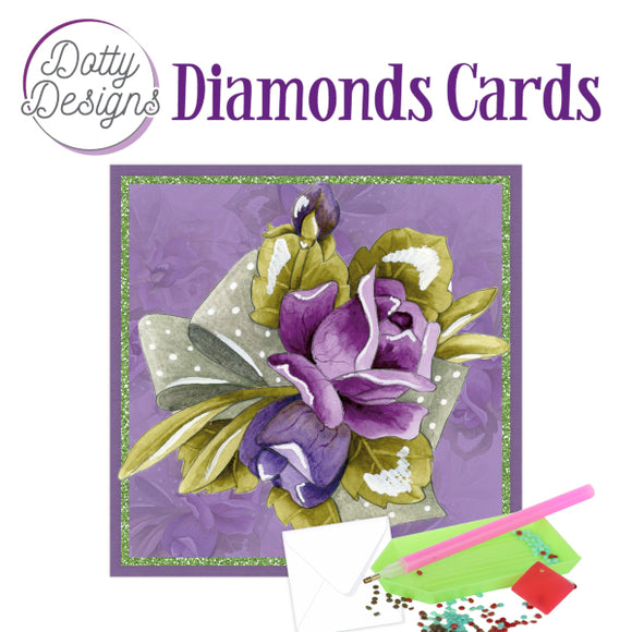 Dotty Design Diamond Cards - Purple Roses (Square)