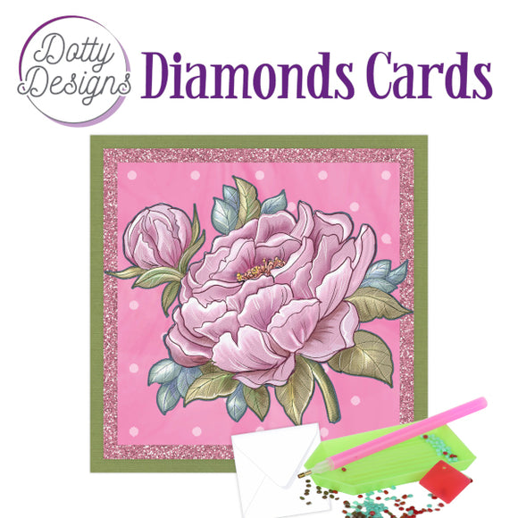 Dotty Design Diamond Cards - Large Pink Peony (Square)
