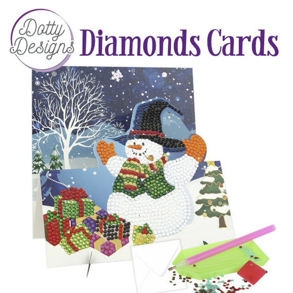 Dotty Design Diamond Easel Card 133 - Snowmen