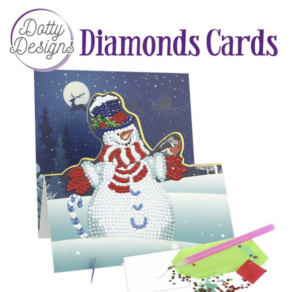 Dotty Design Diamond Easel Card 134 - Snowman with Bird