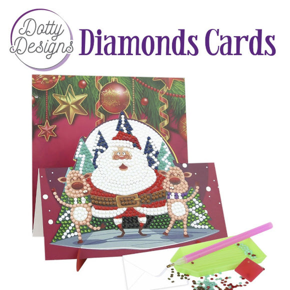Dotty Design Diamond Easel Card 136 - Santa with 2 Deer