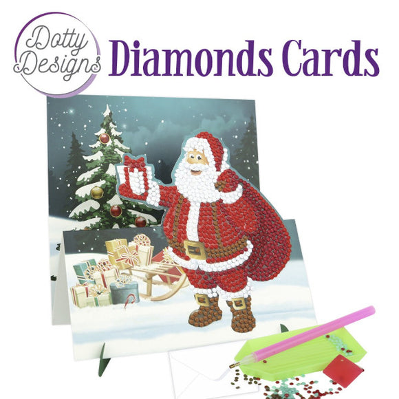 Dotty Design Diamond Easel Card 140 - Santa with Sledge