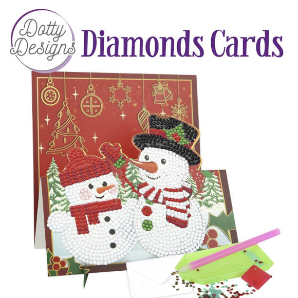 Dotty Design Diamond Easel Card 143 - Two Snowmen