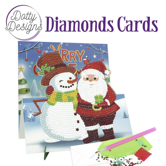 Dotty Design Diamond Easel Card 144 - Santa & Snowman