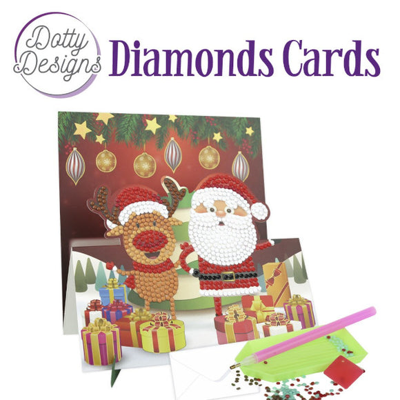 Dotty Design Diamond Easel Card 146 - Santa with Deer