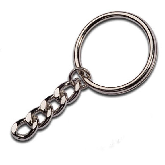 Curb Chain & Split Ring Key Chains 30mm Nickel Pack of 5