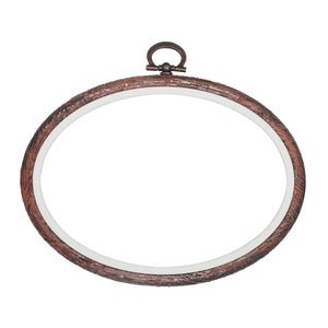 Cross Stitch Oval Flexi Hoop 4 x 5 inch / 10 x 12.7cm Woodgrain