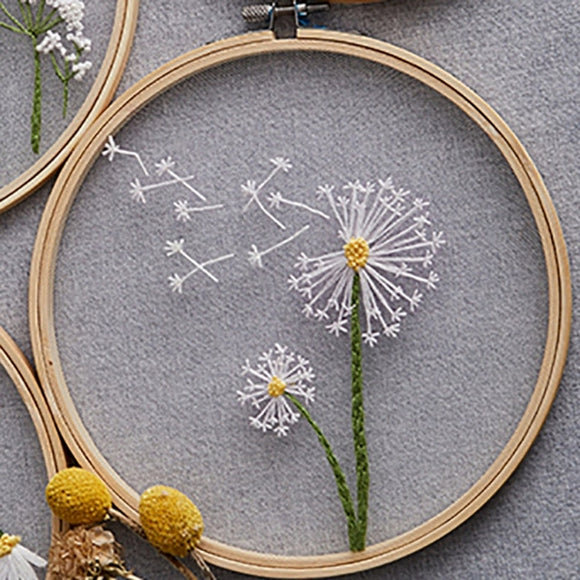 Organza Fabric Embroidery Kit - Dandelions