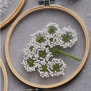 Organza Fabric Embroidery Kit - White Flower Bunch