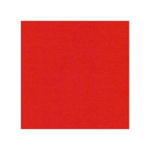 Linen Effect Christmas Red Topper Square 12.8 x 12.8cm Pack of 25