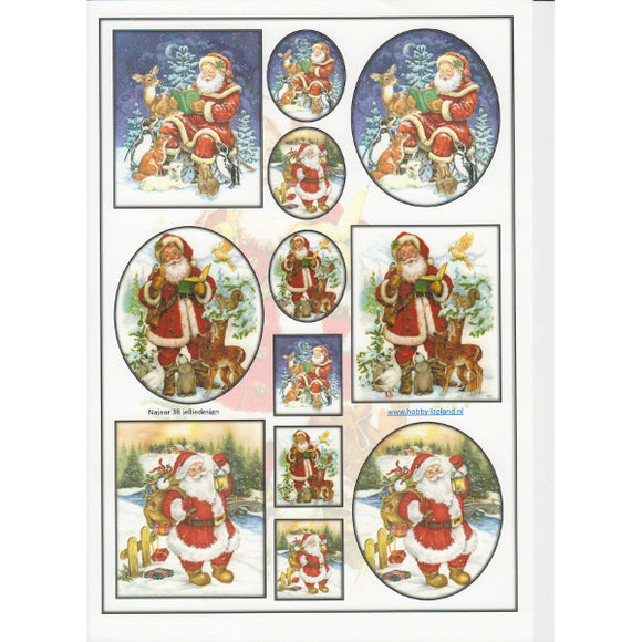 Santa with Animals Topper Sheet