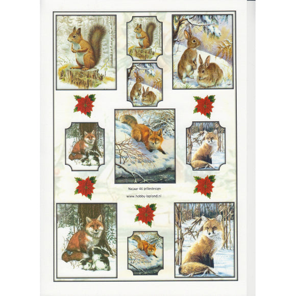 Winter Squirrel, Rabbits & Foxes Topper Sheet