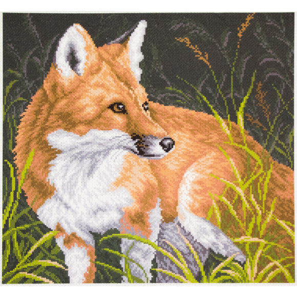 Printed Aida Fabric: Fox, size 41 x 41cm