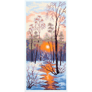 Printed Aida Fabric: Winter Sunset, size 24 x 47cm