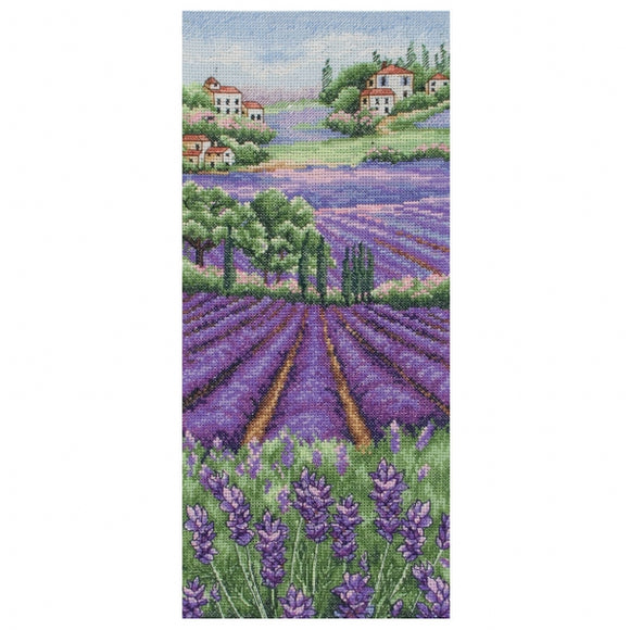 Provence Lavender Landscape Counted Cross Stitch Kit on Aida