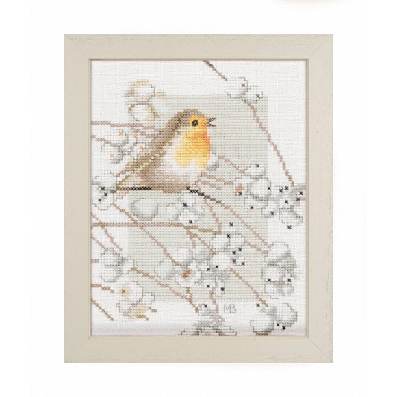 Pretty Robin Counted Cross Stitch Kit on Evenweave