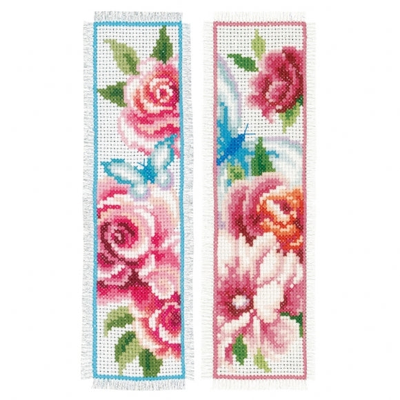Counted Cross Stitch Bookmark Kit, Flowers, set of 2