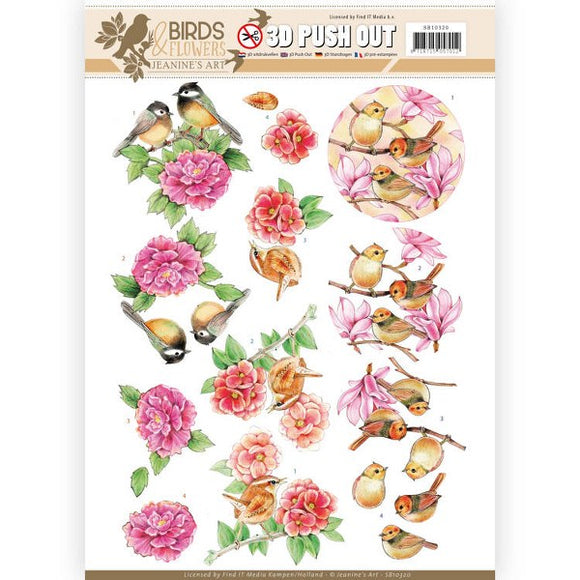 Birds & Flowers Die Cut Decoupage - Pink Birds