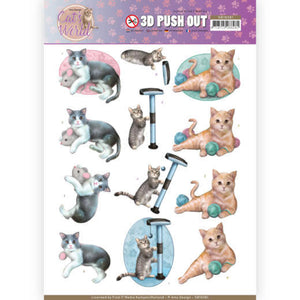 Cat's World Die Cut Decoupage - Playing Cats
