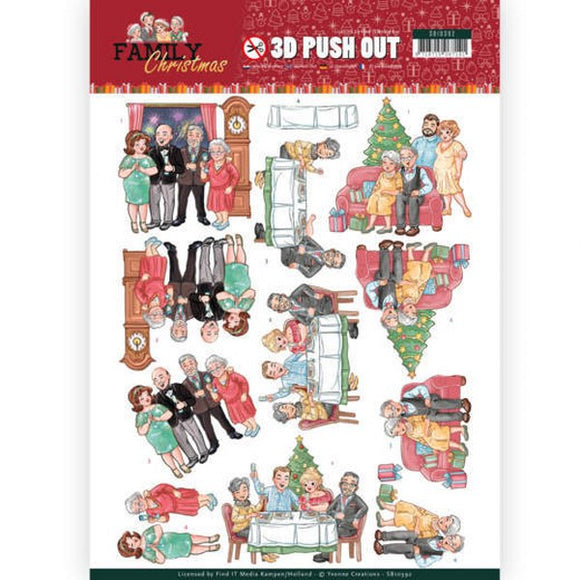 Family Christmas Die Cut Decoupage - Happy Family
