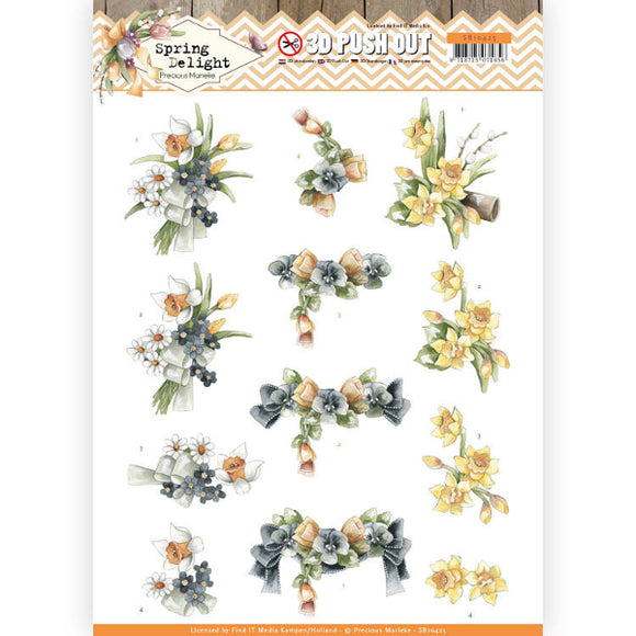 Spring Delight Die Cut Decoupage - Violets & Daffodils