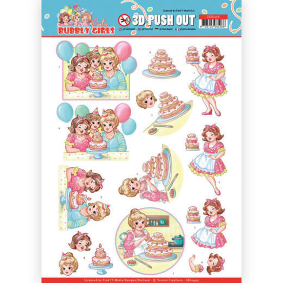 Bubbly Girls Party Die Cut Decoupage - Baking