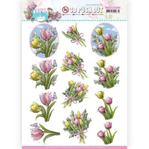 Enjoy Spring Die Cut Decoupage - Bouquets of Tulips