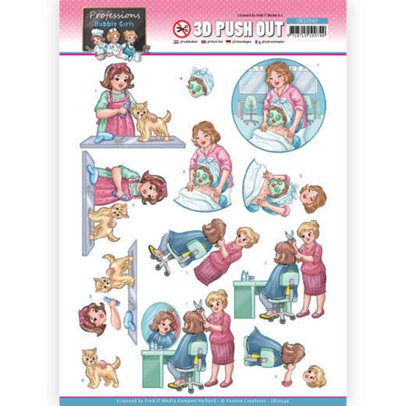 Bubbly Girls Professions Die Cut Decoupage - Beautician