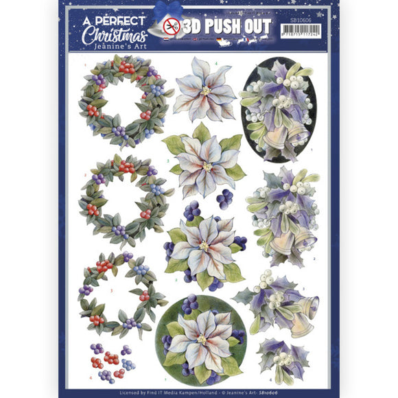 A Perfect Christmas Die Cut Decoupage - Purple Christmas Flowers